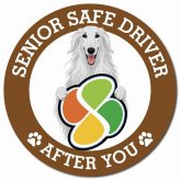 カーサイン 高齢者マーク SENIOR SAFE DRIVER ボルゾイ マグネット 強力 直径13cm 肉球 日本製 車 ステッカー