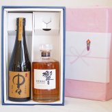 実りの秋の贈り物 感謝贈り物ボックス 洋酒焼酎2本セット（ウイスキー響700ml 麦焼酎中々720ml）
