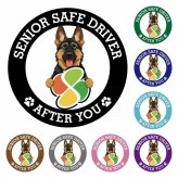 カーサイン 高齢者マーク SENIOR SAFE DRIVER シェパード ステッカー シール 直径13cm 肉球 日本製 車