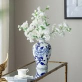 シノワズリ 花びん ブルー ホワイト 高さ26cm 磁器 フラワーベース 花瓶 花器 ディスプレイ置物 置き物