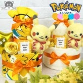 ポケモン おむつケーキ 2段 モンポケ ポケットモンスター ピカチュウ 送料無料 ぬいぐるみ バルーン 名入れ 出産祝い お祝い プレゼント ベビーギフト 男の子 女の子 赤ちゃん かわいい パンパース おむつタワー ダイパーケーキ pokemon