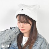 猫耳 ニット帽 レディース adidas アディダス 女子 可愛い ねこ耳 レオパード かわいい おしゃれ ニットキャップ 女性 帽子 ねこみみ ホワイト ブラック 中学生 高校生 大人 白 黒 防寒 秋冬 アクリル 手洗い可能 洗える ロゴ ライン 伸びる あたたかい 暖かい 折り返し