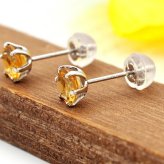 つけっぱなし ピアス プラチナ 900 シトリン 5mm 天然石 誕生石 日本製 【品質保証書つき】 セカンドピアス メンズ レディース 1個ずつバラ売り プレゼント