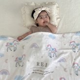 【お名前入りブランケット】ユニコーン柄 名入れ ギフト 出産祝い 新生児 ニューボーン 誕生日 出産準備 撮影アイテム ベビーブランケット