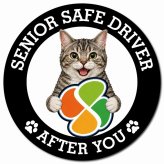 カーサイン 高齢者マーク SENIOR SAFE DRIVER アメリカンワイヤーヘア マグネット 強力 直径13cm 肉球 日本製 車 ステッカー