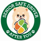 カーサイン 高齢者マーク SENIOR SAFE DRIVER ポメラニアン マグネット 強力 直径13cm 肉球 日本製 車 ステッカー