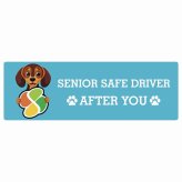 カーサイン 高齢者マーク SENIOR SAFE DRIVER ダックスフンド ステッカー シール 長方形 15x5cm 肉球 日本製 車