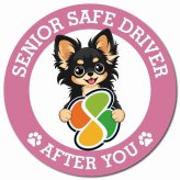 カーサイン 高齢者マーク SENIOR SAFE DRIVER ロングコートチワワ マグネット 強力 直径13cm 肉球 日本製 車 ステッカー