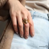 ステンレス シェルスターリング 18KGP レディース 指輪 ゴールド ワイドリング オープンリング ヒトデ 貝 シェル マリンモチーフ 海モチーフ ボリュームリング デザインリング 存在感 シンプル カジュアル リゾート おしゃれ 韓国アクセサリー
