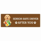 カーサイン 高齢者マーク SENIOR SAFE DRIVER ラブラドゥードル ステッカー シール 長方形 15x5cm 肉球 日本製 車