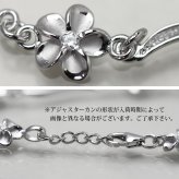 ハワイアンジュエリー ブレスレット WAVEバー 花 プルメリア 長さ調節可能 シルバー925 ロジウムコーティング ジルコニア パーツ アジャスター 彼女 妻 女性 レディース 誕生日 プレゼント ハロウィン 【品番：SBR3638】
