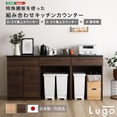 キッチンカウンター ゴミ箱収納 日本製 特殊鋼板を使った組み合わせ 180cm ゴミ箱上カウンター+ゴミ箱上カウンター+扉収納：