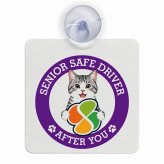 カーサイン 高齢者マーク SENIOR SAFE DRIVER サバ白 車内用 吸盤タイプ 収れん火災防止タイプ 肉球 日本製 車 ステッカー