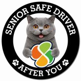 カーサイン 高齢者マーク SENIOR SAFE DRIVER ブリティッシュショートヘア マグネット 強力 直径13cm 肉球 日本製 車 ステッカー