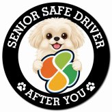 カーサイン 高齢者マーク SENIOR SAFE DRIVER ペキプー マグネット 強力 直径13cm 肉球 日本製 車 ステッカー