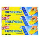 GLAD （グラッド）プレス&シール　保存用高密閉ラップ　30cm×43m　電子レンジ、冷凍対応　BPAフリー　#1871639　キッチン　キッチン消耗品