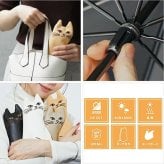 because PU おでかけキャット ミニ 晴雨兼用 折り畳み傘 B-095856 送料無料 猫 ポーチ付き ネコ 日傘 傘 遮熱 遮光 完全遮光 UVカット100% 猫ポーチ 黒猫 白猫
