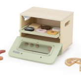 誕生日プレゼント PolarB ポーラービー おままごと オーブンレンジ オーブン ままごとセット 木製 木のおもちゃ お料理ごっこ ごっこ遊び フードパーツ12点 ピザ クッキー トレー付き 持ち手付き 音が鳴る 知育玩具 北欧 くすみカラー おしゃれ 小物入れ 男の子 女の子 お祝い ギフト