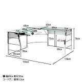 ガラスPCデスク L型 CT-1040BK ブラック・ホワイト 2色展開 パソコンデスク ワークデスク 在宅ワーク おしゃれ シンプル 新生活 家具 インテリア 不二貿易