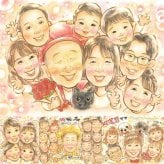 記念日のお祝いに、特別な日にぴったりの似顔絵。 似顔絵 還暦 ギフト プレゼント 贈り物 手描き 名入れ 記念日 長寿 敬老の日 お祝い 大人数 家族 ご両親 祖父母 修正無料 名入れ 下書き確認 喜ばれる 親孝行 似てる かわいい 60歳 還暦祝い 宝物 古希 お祝いの品 喜寿祝い 結婚祝い 白寿祝い キレイ 感激 長寿祝い 卒寿祝い カラフル 初任給 ウェディングギフト 贈答品