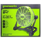 【AC/DC 2WAY】Greenworks 卓上扇風機 ポータブルファン PAG401 24V ハイブリッド DCモーター 5段階風量 360°回転 吊り下げフック アウトドア キャンプ 車中泊 ガレージ ※バッテリー・充電器別売り