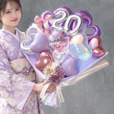 成人式 20バルーンブーケ バルーン花束 大きい花束バルーン 卒業祝い 成人祝い 成人の日 誕生日ギフト 入学祝い 送別会 推し活 推しカラー 名入れ オーロラ パープル ティアラバルーン 韓国風 おしゃれ ギフト サプライズ 写真映え 記念日用 推し色