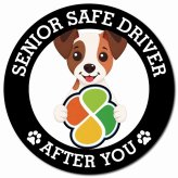 カーサイン 高齢者マーク SENIOR SAFE DRIVER ジャックラッセルテリア マグネット 強力 直径13cm 肉球 日本製 車 ステッカー