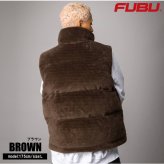 FUBU フブ 中綿ベスト メンズ フェイクファー パファー ダブルジップ エコダウン アウター ストリート あったか 防寒 保温 ヒップホップ ダンス オーバーサイズ ビッグシルエット 秋冬 M L XL XXL 大きいサイズ レディース fam-62306 2026FW karlas