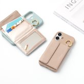 多機種対応 スマホケース まるっと 【 ミラー付き横開きマグネットカードケース 】 名入れ 鏡付き iPhone スマホケース カードケース くすみカラー 文字入れ
