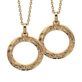 金属アレルギー対応 ペアネックレス ハワイアンジュエリー 純チタン ゴールドカラー ペアネックレス 刻印無料 誕生石 サークル ペアペアネックレス チェーン 長さ選べる イオンプレーティング カップル プレゼント ハロウィン 【品番：CG-TIP406-RYP】