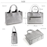 クロコダイル ミニトートバッグ メンズ トートバッグ 2WAY 日本製 マット 加工 センター取り あおりポケット 付き クロコダイルバッグ ハンドバッグ メンズバッグ B5 対応 本革 鰐革 保証書 付き プレゼント ギフト 4FA(06001685-mens-1r)