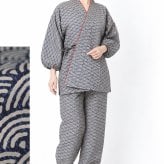 作務衣 楽粋 総柄 日本製 女性 婦人 さむえ 綿100％ 6220 OK-20 レディース 部屋着 作業着 ルームウエア 制服 ユニフォーム 和食店 仕事着 母の日 ギフト 敬老の日 クリスマスギフト プレゼント 和柄 和装