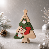 クリスマスツリーの組み木｜木製クリスマス飾り｜冬のインテリア・置き物｜季節のディスプレイ｜ハンドメイド