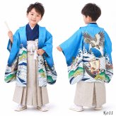 七五三 着物 男の子 5歳 袴 PO-120 購入 販売 鷹兜松 鷹 兜 男児 753 羽織袴 羽織 袴セット 男の子袴 セット 和装 レトロ 龍 子供 五歳 5才 お正月 ボーイズ