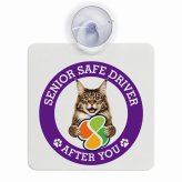 カーサイン 高齢者マーク SENIOR SAFE DRIVER メインクーン 車内用 吸盤タイプ 収れん火災防止タイプ 肉球 日本製 車 ステッカー