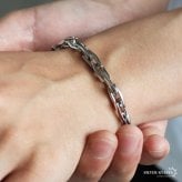 ステンレス 珍しい形状 チェーンブレスレット メンズブレスレット スタイリッシュ ゴールド シルバー スクエア シンプル 重厚感 存在感 メタル 男性 金属アレルギー対応
