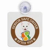 カーサイン 高齢者マーク SENIOR SAFE DRIVER ターキッシュアンゴラ 車内用 吸盤タイプ 収れん火災防止タイプ 肉球 日本製 車 ステッカー