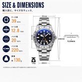 ADDIESDIVE 腕時計 メンズ クォーツ GMT スイス製 RONDA 515 39mm 20気圧防水 SUS316L AD2035