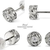 ハワイアンジュエリー ピアス ホワイトゴールド ピアス スタッドピアス ダイヤモンド 0.05ct カラット 一粒ダイヤ 片耳(1個)購入可 K14 14K シリコンキャッチ シンプル 20G ゲージ BY THE SEA バイザシー メンズ レディース プレゼント ハロウィン 【品番：GE105W】