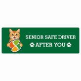 カーサイン 高齢者マーク SENIOR SAFE DRIVER 茶トラ ステッカー シール 長方形 15x5cm 肉球 日本製 車