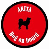 カラフル Dog on board 秋田 レッド＆ブラック カーサイン 車 マグネットステッカー 犬 マグネット 強力 直径13cm 丸型 おしゃれ かわいい ドラレコステッカー 安全対策 危険運転 煽り運転 アニマル 動物 犬種別 屋外 防水 屋内