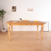 ダイニングテーブル FARMER 無垢材 パイン材 天然木 W150×D85×H72cm(引出の内寸:W36×D27.5×H 食卓テーブル 木製 食卓机 リビング ダイニング ライトブラウン おしゃれ 新生活