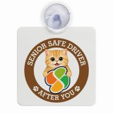 カーサイン 高齢者マーク SENIOR SAFE DRIVER マンチカン 車内用 吸盤タイプ 収れん火災防止タイプ 肉球 日本製 車 ステッカー