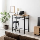 ダイニング家具 カウンターテーブル 2点セット ハイスツール2脚付き 幅100cm 奥行45cm 高さ90cm ダイニングテーブル バーテーブル カウンター 木目調 スチール脚 収納棚付き 省スペース 耐荷重設計 おしゃれ 北欧 モダン 一人暮らし
