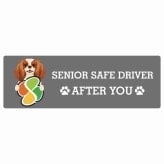 カーサイン 高齢者マーク SENIOR SAFE DRIVER キャバリアキングチャールズスパニエル ステッカー シール 長方形 20x6.7cm 肉球 日本製 車