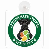カーサイン 高齢者マーク SENIOR SAFE DRIVER ジャイアントシュナウザー 車内用 吸盤タイプ 収れん火災防止タイプ 肉球 日本製 車 ステッカー