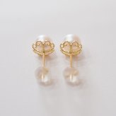 ［pearl619］6mm - 6.5mm ホワイトピンク クローバー ピアス あこや真珠
