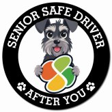 カーサイン 高齢者マーク SENIOR SAFE DRIVER ミニチュアシュナウザー マグネット 強力 直径13cm 肉球 日本製 車 ステッカー