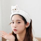 ヘアバンド 猫付き 洗顔  ターバン 吸水 ふわふわ かわいい  ヘアーバンド タオル地 風呂 汗止め タオル お風呂上り バスグッズ 化粧 おしゃれ 髪用 吸水ヘアバンド ヘアドライ 速乾 大人 プレゼント ギフト マスコット ぬいぐるみ