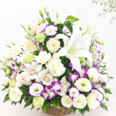 お供え花 お悔やみ 生花アレンジメント 3Lサイズ 高さ約60cm フラワーアレンジメント 供花 仏花 命日 お盆 お彼岸 法事 四十九日 一周忌 三回忌 枕花【送料別途・地域により異なります】【北海道・沖縄・九州・四国・中国・離島は配送不可】